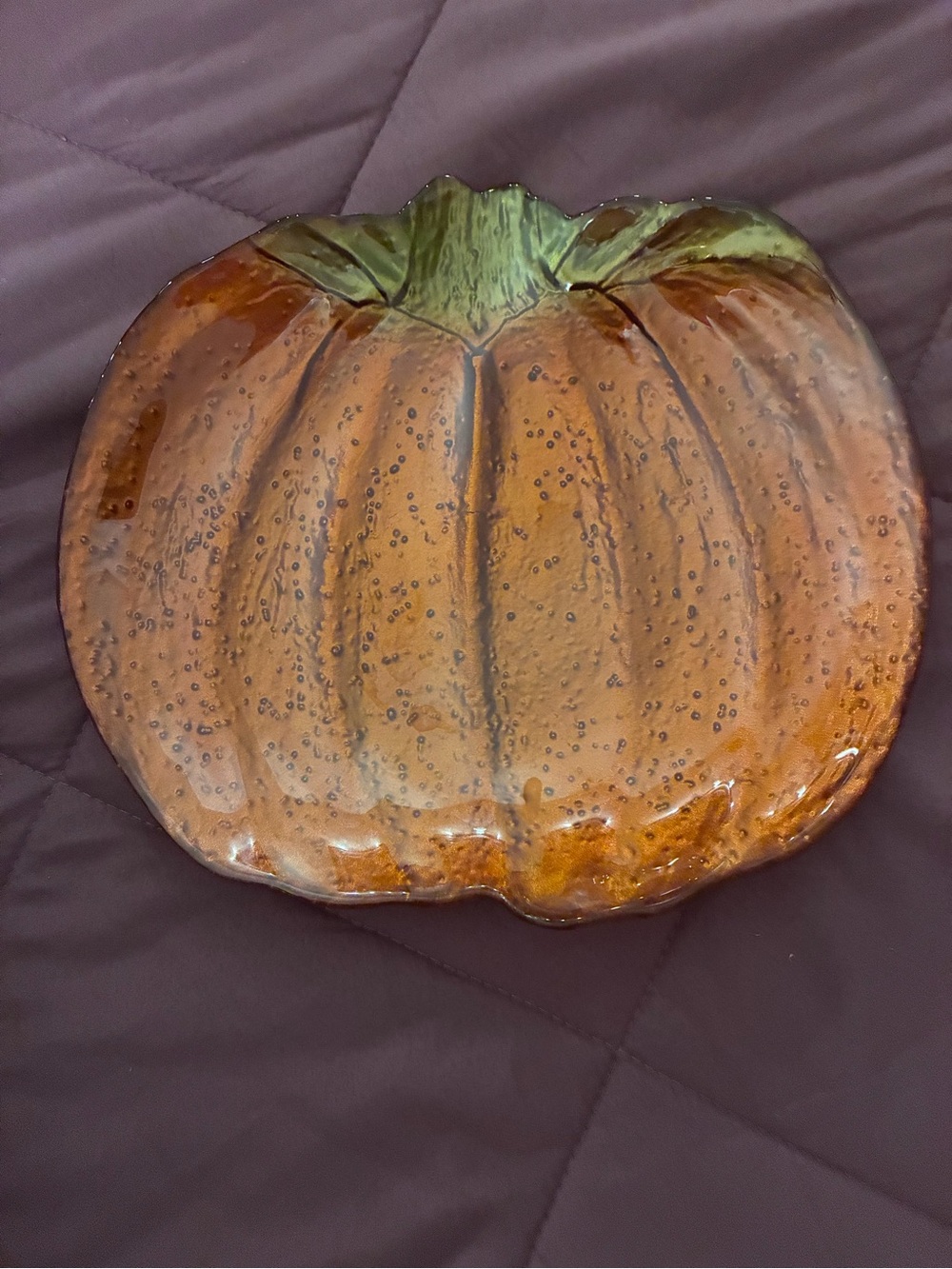 Handcrafted Orange Ceramic Pumpkin Decorative Plate